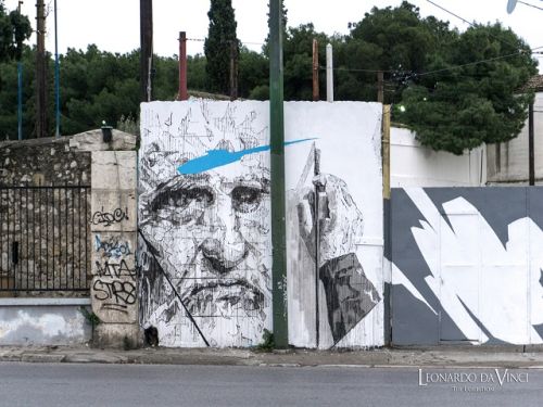 Μια τεράστια τοιχογραφία για την έκθεση Leonardo Da Vinci